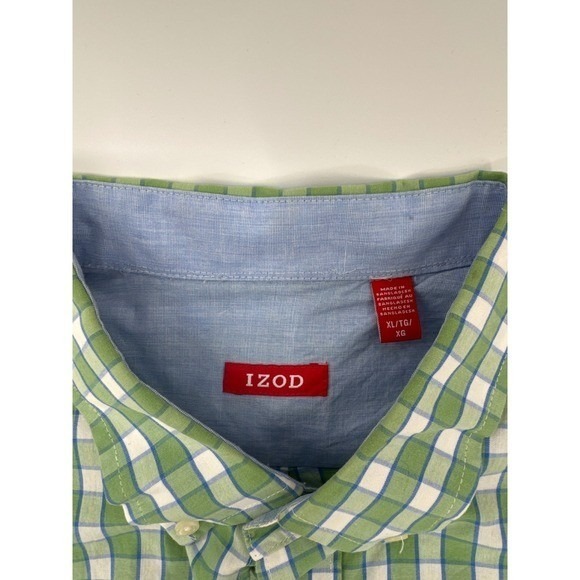 IZOD Mens Two Pack Long Sleeve Button Down Shirts Red Plaid Green Plaid XL - Picture 3 of 8